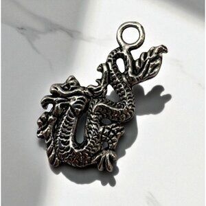 Silver Tone Dragon Pendant Charm Fantasy Mythical Fashion Jewelry